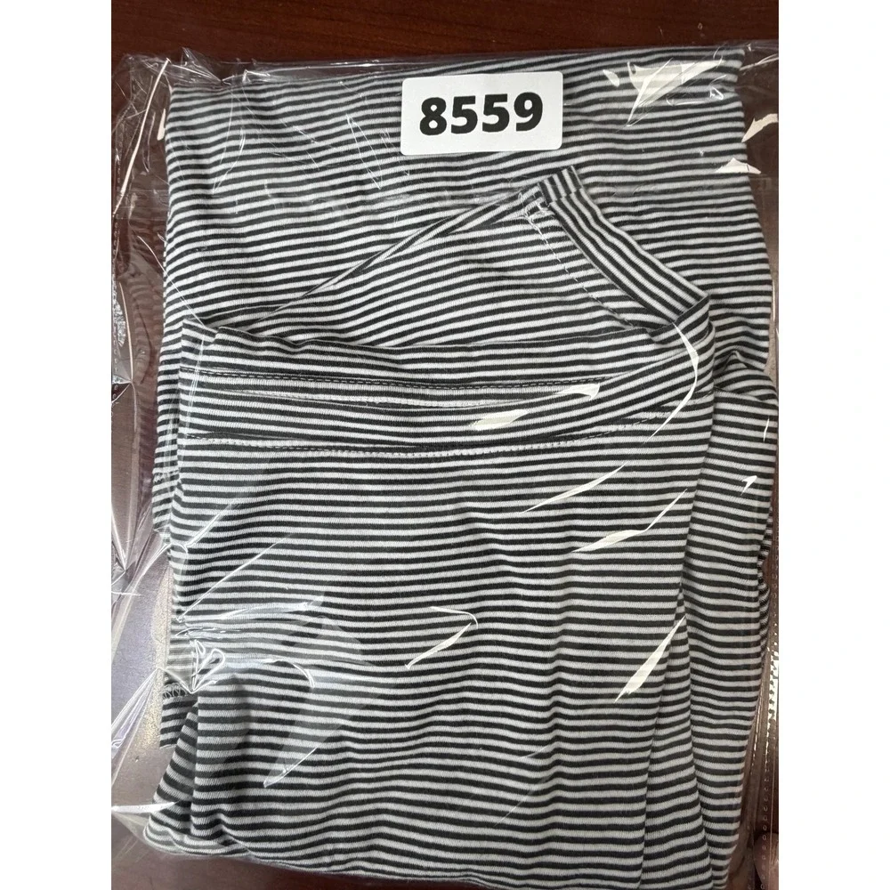 Eileen Fisher T-Shirt Womens Large Black Stripe Boat Neck Organic Cotton Dolman